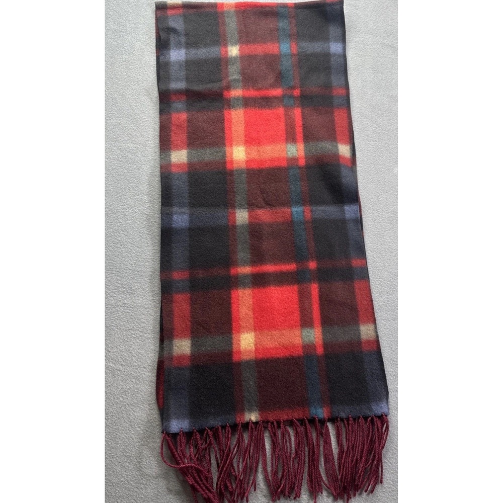 Royal Rossi Vintage Mongolia Tartan Plaid Cashmere Scarf tassels 53x12 Cozy